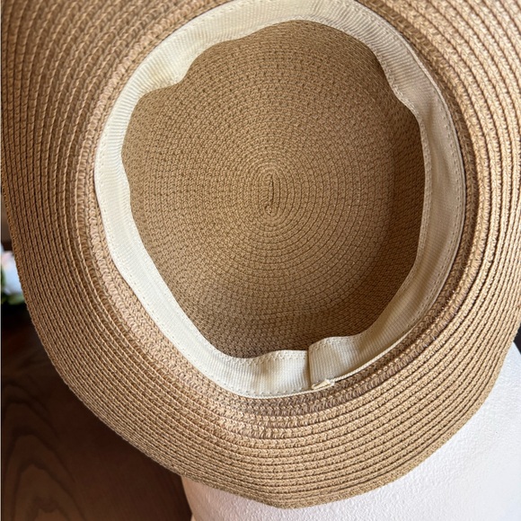 Tan and Blue Straw Sun Hat with Decorative Band - Picture 6 of 8